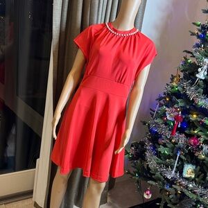 Kate Spade Red Mini Dress with Pearl Details